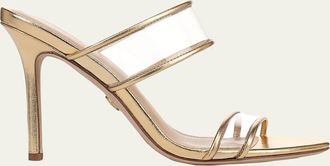 Veronica Beard 95mm Asha Metallic Leather Piping Jelly Sandals