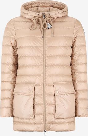 Moncler Gesteppte Midlänge-Daunenjacke mit Kapuze Jasmin