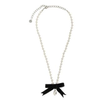 Self Portrait Zwarte Strik Parelsieraad - Dames - Kettingen - Veelkleurig - ONE Size - Accessoires