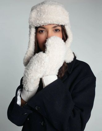 Nooki Design Womens BILLIE FAUX FUR TRAPPER NATURAL - White - Size: ONE