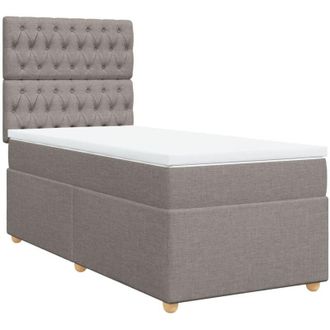 vidaXL Cama Box Spring Con Colch&oacute;n Tela Gris Taupe 90x190 Cm Vidaxl
