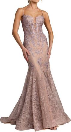 Mac Duggal Embroidered Lace Sleeveless Mermaid Gown in Vintage Lilac at Nordstrom, Size 14