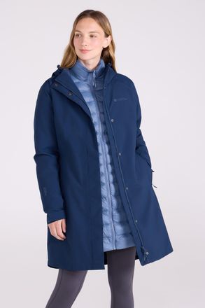 Mountain Warehouse Alaskan Womens 3 In 1 Long Jacket with Adjustable Hood Waterproof Coat Dark Blue