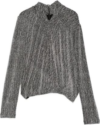 Iro High Neck Lange Mouw Blouse - Dames - Blouses - Grijs - XS - Overhemden
