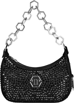 Philipp Plein Shoulder Bag Crystals - Dames - Schoudertassen - Zwart - ONE Size - Leer - Tassen