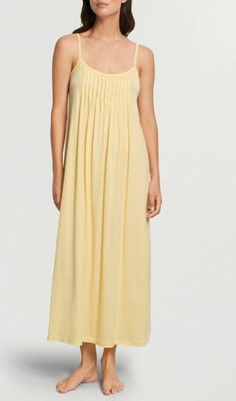 Hanro Juliet Pleat Neck Cotton Nightgown in Vanilla Highlight at Nordstrom, Size X-Small