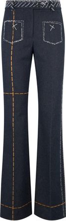 Moschino Broeken, Dames, Grijs, S, Denim, Flared Jeans Hoge Taille Denim Elegant
