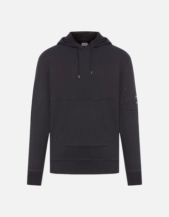 C.P. Company Mens C.P. Company Diagonal Raised Fleece Pocket Lens Black Hoodie - Size: 40