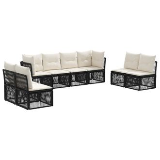 vidaXL Conjunto De Sof&aacute;s De Jard&iacute;n 8 Pcs Negro Rat&aacute;n Sint&eacute;tico Vidaxl