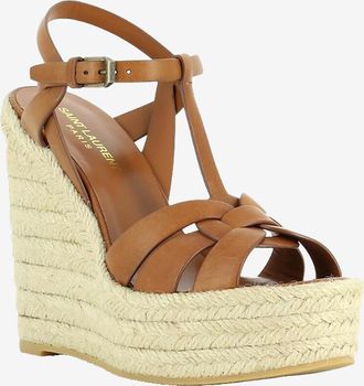 Saint Laurent Offene Keilespadrilles aus Leder Tribute 85