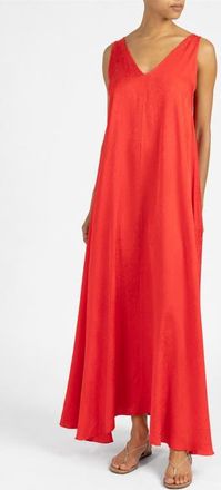 Santorelli Lucinda Relaxed Maxi Dress In Fluid Satin in Chili Pepper at Nordstrom, Size 6