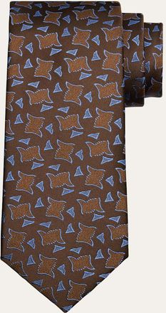 Charvet Mens Woven Geometric Square Silk Tie