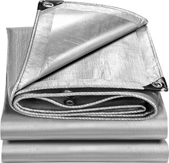 OEM Lona Impermeable - 3 X 3 M - 400 G/m2 - Ojales Met&aacute;licos - Reversible Negro Plata