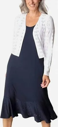 Habitat Eyelet Blooms Open Front Jacket In White