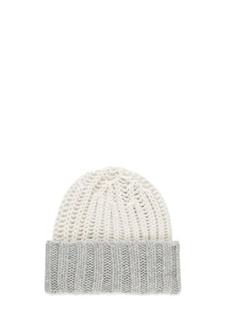 Barna Cashmere Grey Cashmere Ribbed Beanie