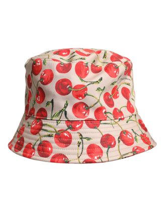 Dolce & Gabbana Beige Cotton Printed Wide Brim Bucket Mens Hat