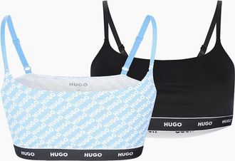 HUGO BOSS Womens 2 Pack of Stretch Cotton Bralettes - Blue - Size: 2XL