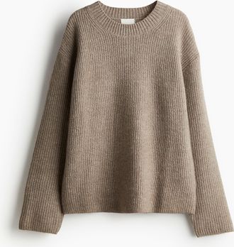 H&M Gerippter Pullover - Beigemeliert