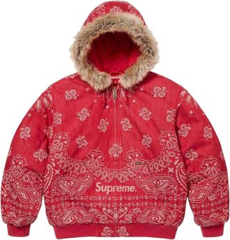 SUPREME Bandana Jacquard Denim Hooded Work Jacket Red SS25J42-RED