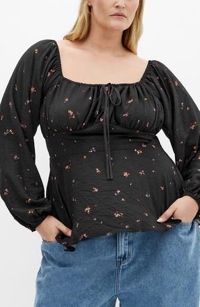 City Chic Gigi Floral Long Sleeve Blouse in Baby Ditsy at Nordstrom, Size Xl