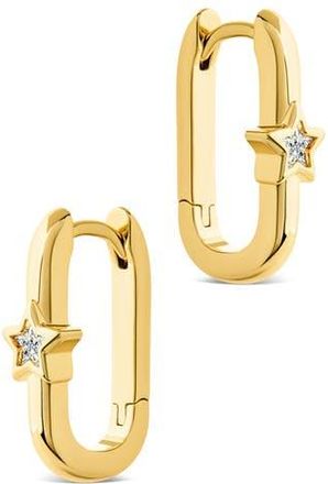 Sterling Forever Bodil Cubic Zirconia Star Oval Hoop Earrings in Gold at Nordstrom Rack