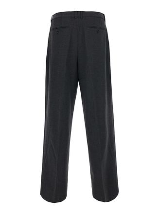 Dunst Double Pleated Wide-Leg Trousers - Gray
