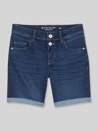 Tom Tailor Regular Fit Jeansshorts mit Knopf Detail in Dunkelblau, Gr&ouml;&szlig;e 25