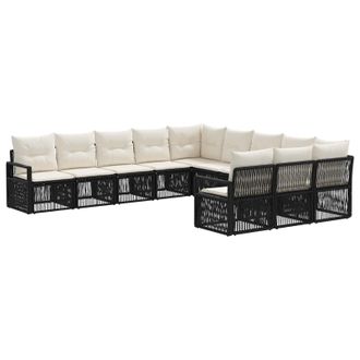 vidaXL Conjunto De Sof&aacute;s De Jard&iacute;n 11 Pcs Negro Rat&aacute;n Sint&eacute;tico Vidaxl