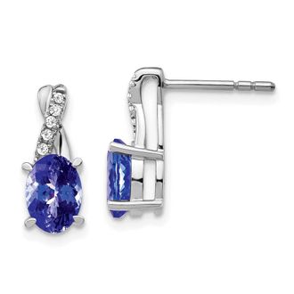 Diamond2Deal 14k White Gold Tanzanite and Diamond Earrings