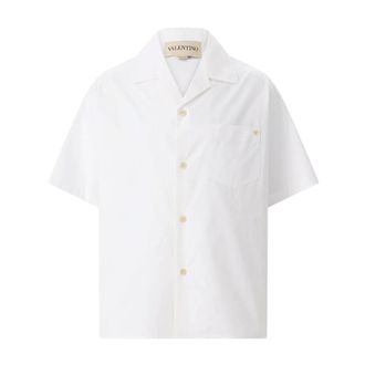 Valentino Cotton Poplin Vacation Shirt - male - Valentino - Short Sleeve Shirts - White - XL - Shirts