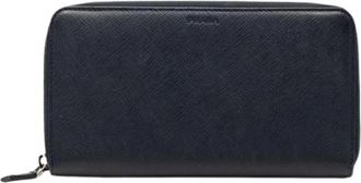 Prada Pre-owned Vintage Lange Portemonnee (bi-fold) - Heren - Vintage Accessoires - Blauw - ONE Size - Leer - Vintage