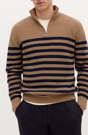 Scalpers New Zip Arq Tricot in Beige Navy at Nordstrom, Size Xx-Large Eu
