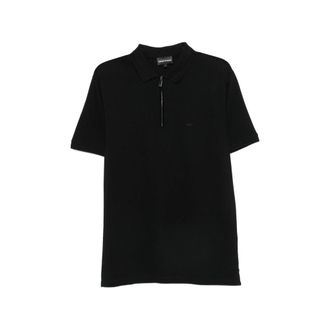Emporio Armani Zip-fastening Logo-patch Polo Shirt