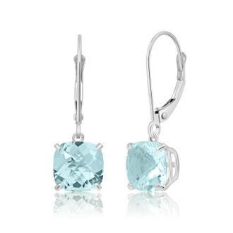 MAX + STONE 14k Solid White Gold Gemstone Dangle Leverback Earrings (8mm)