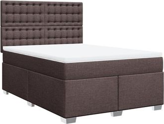 vidaXL Vidaxl - Cama Box Spring Con Colch&oacute;n Tela Marr&oacute;n Oscuro 160x200 Cm