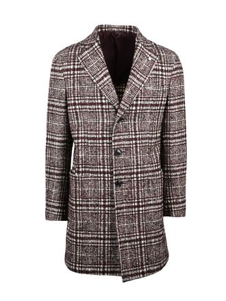 Lubiam Beige-Bordeaux Wool-Blend Coat