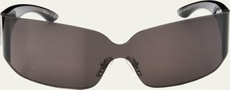 Balenciaga Mens Bb0421s-001 Mono Nylon Square Sunglasses