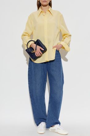 Bottega Veneta Shirt With Embroidered Logo, Womens, Yellow