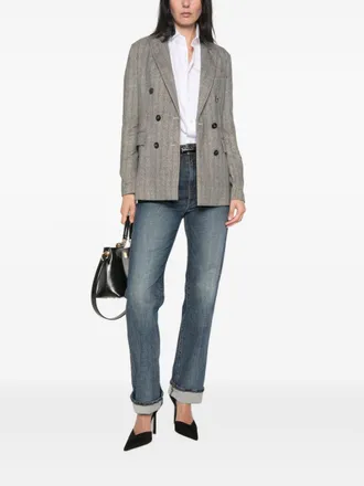 Circolo 1901 Herringbone Cotton Double-Breasted Blazer - grey
