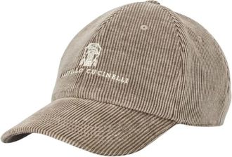 Brunello Cucinelli Logo Katoenen Baseballpet - Heren - Petten - Grijs - M - Katoen - Accessoires