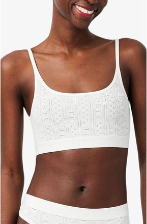 Lacoste Logo Pointelle Bralette in Flour at Nordstrom, Size X-Large