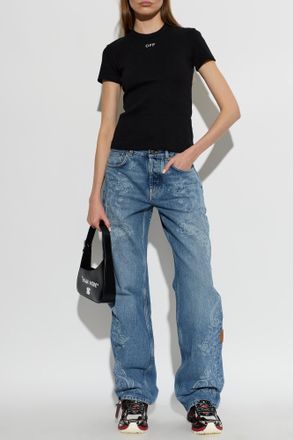 Off-white Ribbed T-shirt, Womens, Black
