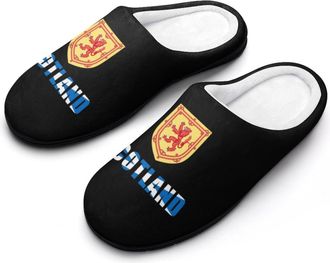 Generic Scottish Flag Britain Mens Slippers Slip On Comfortable Fleece Cotton House Shoes Winter
