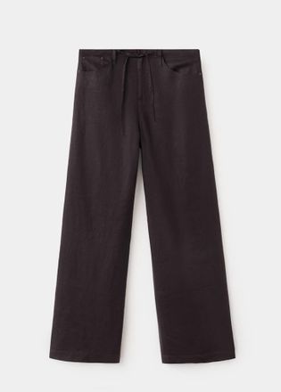 Mango Pantaloni lino fiocco cioccolato - Donna - 36 - MANGO