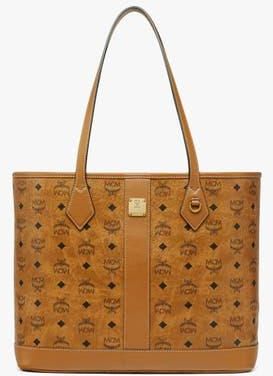 MCM New Medium Liz Shopper in Visetos in Cognac at Nordstrom