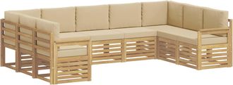 vidaXL Conjunto De Sof&aacute;s De Exterior 7 Uds. Blanco Y Beige Poli&eacute;ster Vidaxl