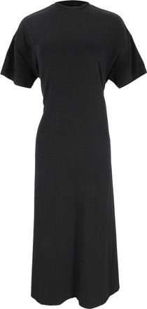 Proenza Schouler Short-Sleeve Midi Dress in Black Cotton