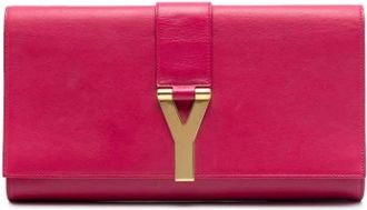 Saint Laurent Pre-owned Clutches, female, Pink, Size: ONE SIZE Pre-owned Leather Clutch