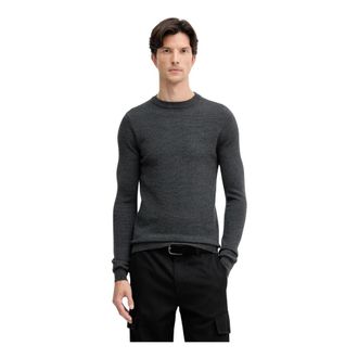 Trussardi Truien & Vesten, Heren, Grijs, L, Wol, Textured Crewneck Jumper