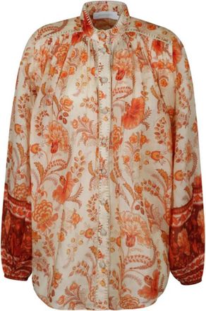 Zimmermann Cr&egrave;me en Oranje Junie Blouse - Dames - Blouses - Veelkleurig - M - Overhemden
